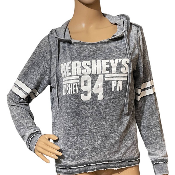 LE Hershey's Park Sweatshirt Womens Gray White Graphic Small Hoodie - Picture 1 of 6
